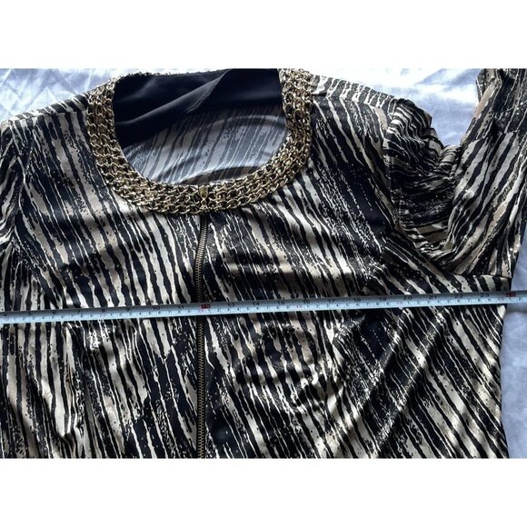 VintageBlack MSK Women’s Sz 2XL Bell Sleeve Top With Sheer Gold Light Chain - Picture 6 of 16